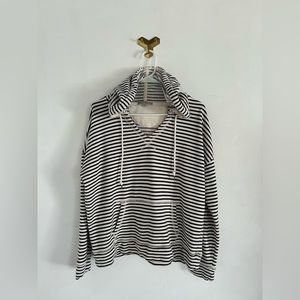 Gap black/cream striped pull over hoodie Size Large